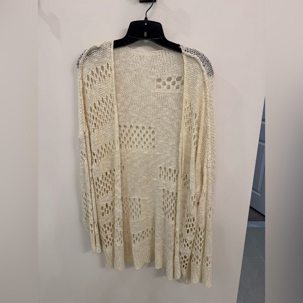 Elegant Cream Open-Knit Women's Sweater